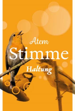 Kursplakat „Atem · Stimme · Haltung“ mit singendem Vogel